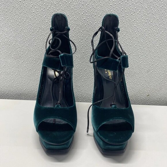 NEW SAINT LAURENT Velluto Master Platform Heels – Women’s Size 8.5 – Emerald - Picture 2 of 10